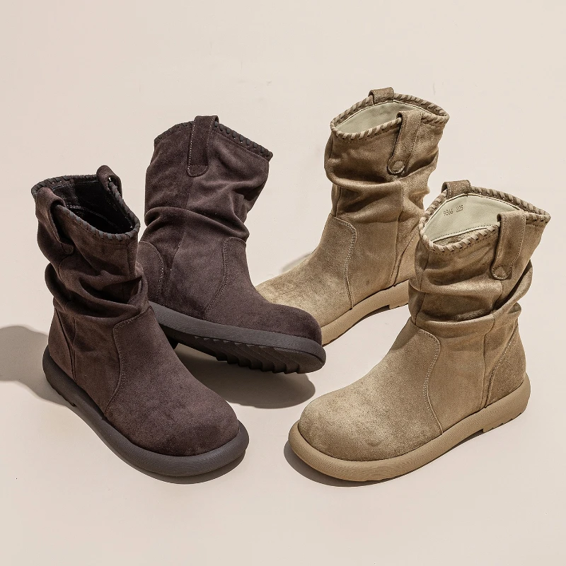 

CICIYANG Women's Boots 2025 Autumn New High Top Boots Comfortable Flat Knight Boots Female Cow Suede Casual Shoes