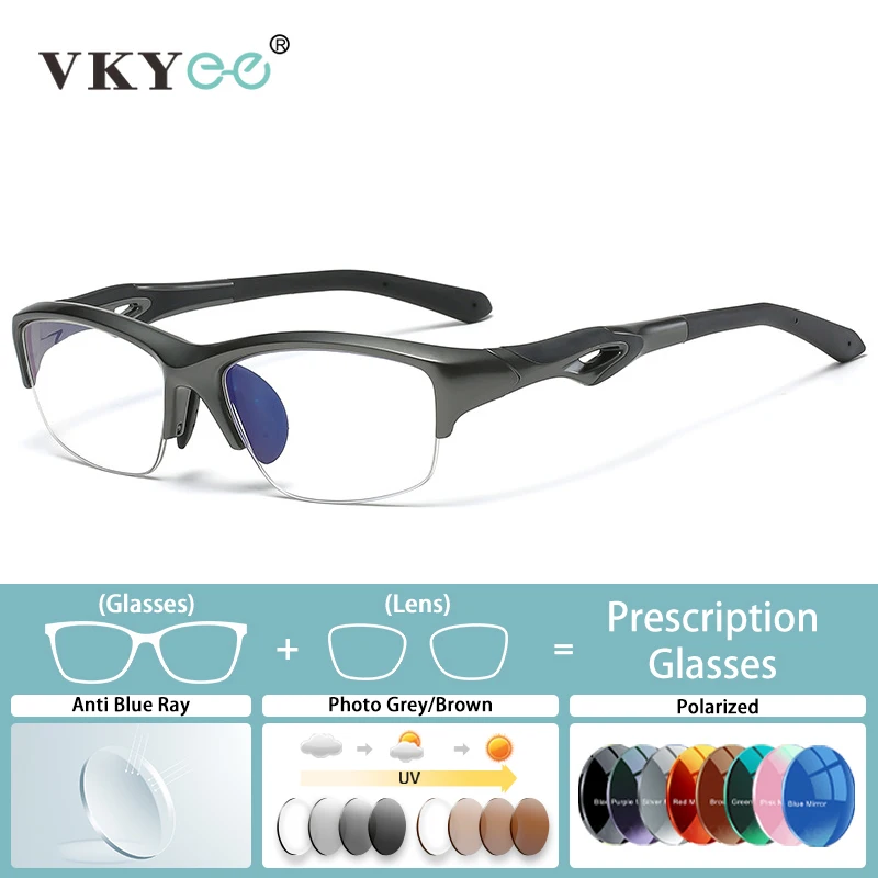 

VICKY Men's Half Frame TR90 Sports Glasses Fashion Sports Frame Progressive Multifocal Photochromic Customizable Prescription