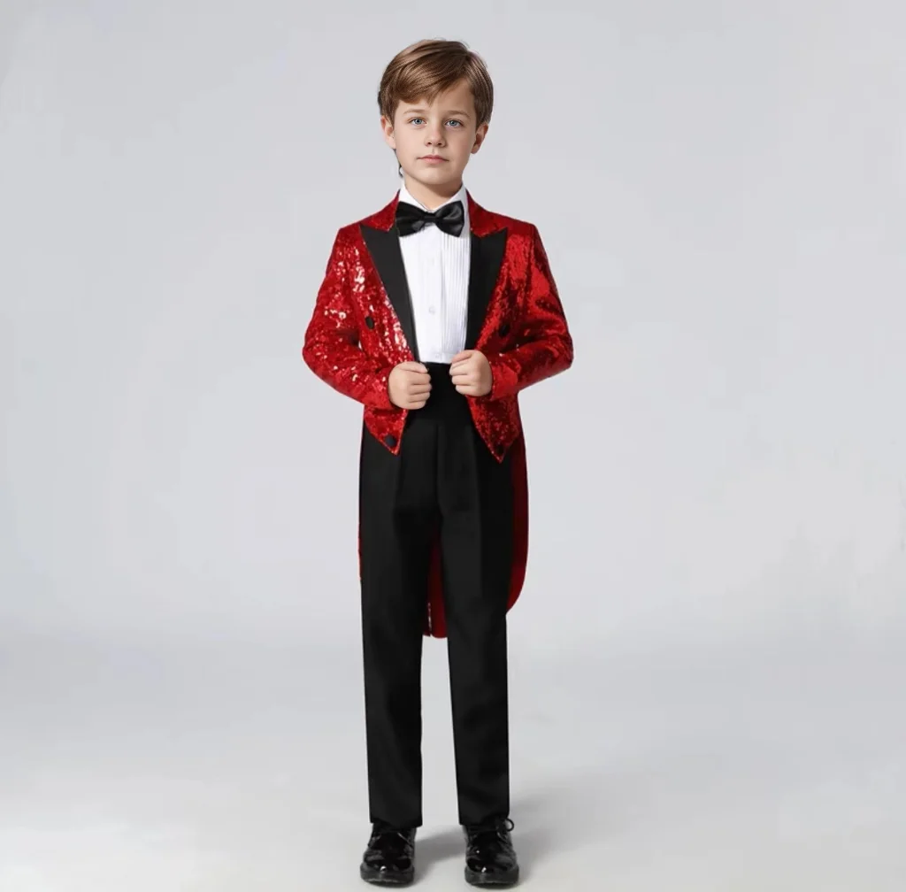 Boy Suit Colorful Blazer Pant Sets 2 Piece Handsome Birthday Dress  Prom Evening Party Stage Performance Costumes High Quality