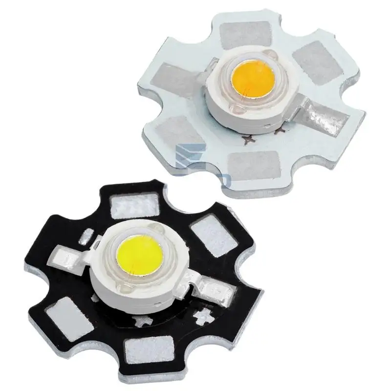 10PCS 1W Full Spectrum LED Diode - 20mm Star PCB High CRI White Emitter with Black Aluminum Heatsink