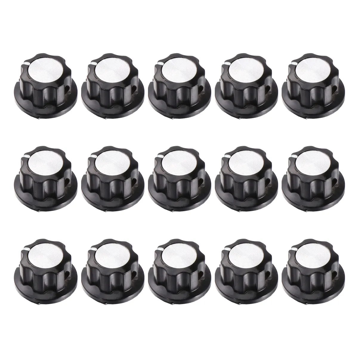 

15pcs Potentiometer Knob 6mm Round Shaft Knurled Black Control Rotary Switch Guitar Components Replacement Audio Device