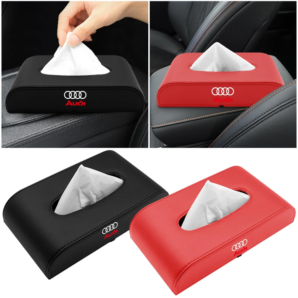 New PU Leather Car Tissue Storage Box with Buckle Accessories For Audi Sline A1 A2 A3 A4 A5 A6 A7 A8 Q3 Q5 Q7 Rline RS S1 S2 TT