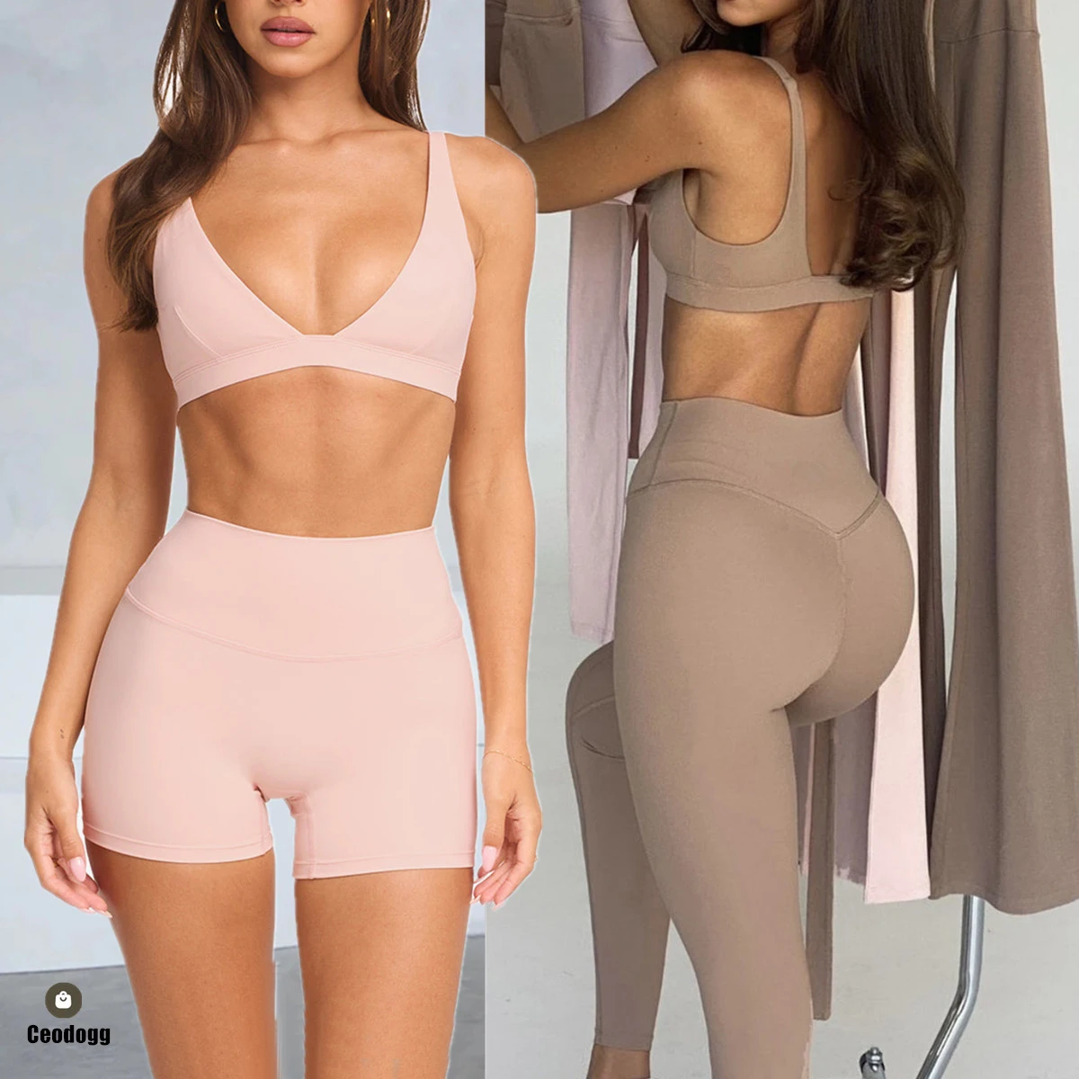 1/2 قطعة كفاف المحاصيل الرياضة الصدرية النساء مقاعد يوجا تجريب رياضة Scrunch عالية الخصر اللياقة البدنية رفع السراويل تشغيل Avtive الدعاوى XP187