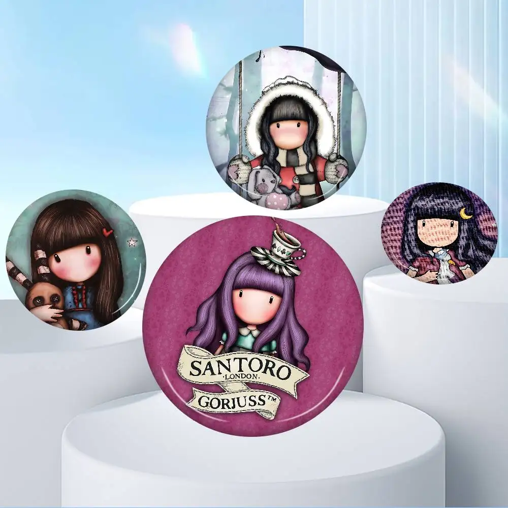 Cute Gorjusses Cartoon S-Santoro Creative Pins Funny Faces Round Snap-in Brooch Badge Backpack Hat Accessories Jewelry Gifts