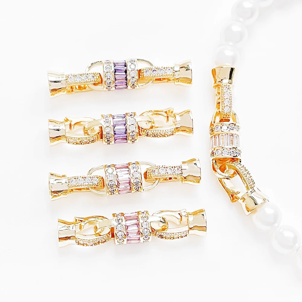 

1 Piece Brass Plated Genuine Gold Inlaid Zircon Connecting Buckle DIY Makes Jewelry, Necklaces, Bracelets Accessory Materials