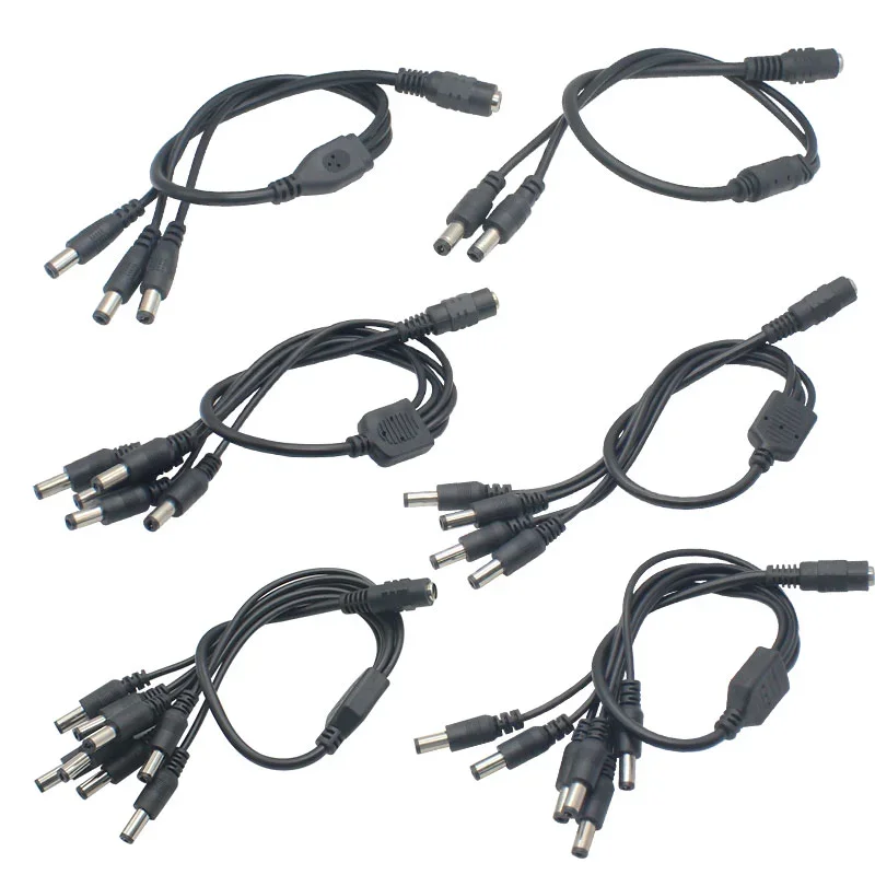 

12Vdc line monitoring power distribution line 1 female to 2 3 4 5 6 8 male CCTV cable camera cable power adapter 2.1 * 5.5mm