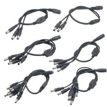 12V DC DCマルチカラー電源ケーブル (1メスから2 3 4 5 6 8オスcctvケーブル用),電源アダプター2.1*5.5mm