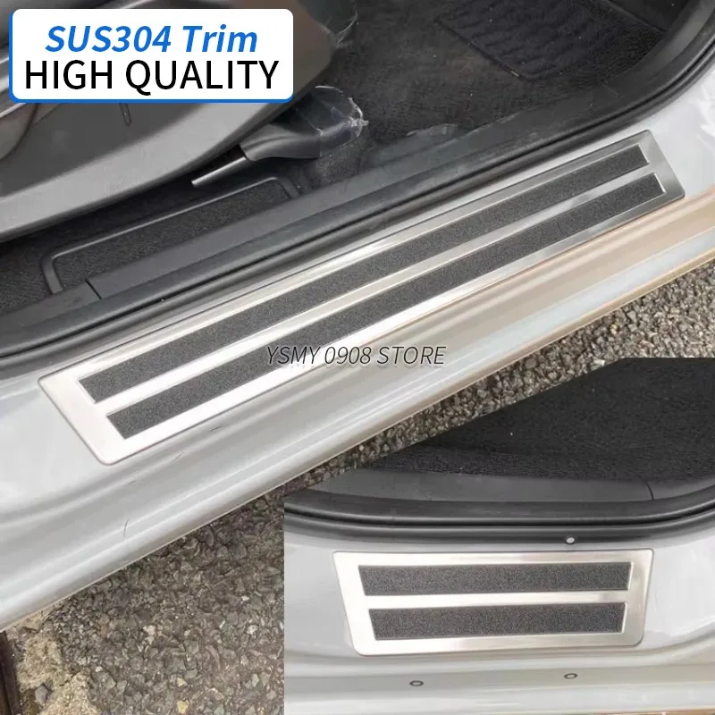 4 Pieces Car Exterior Accessories Chromed Door Sill Plate for Honda Fit Gr1-8 2020