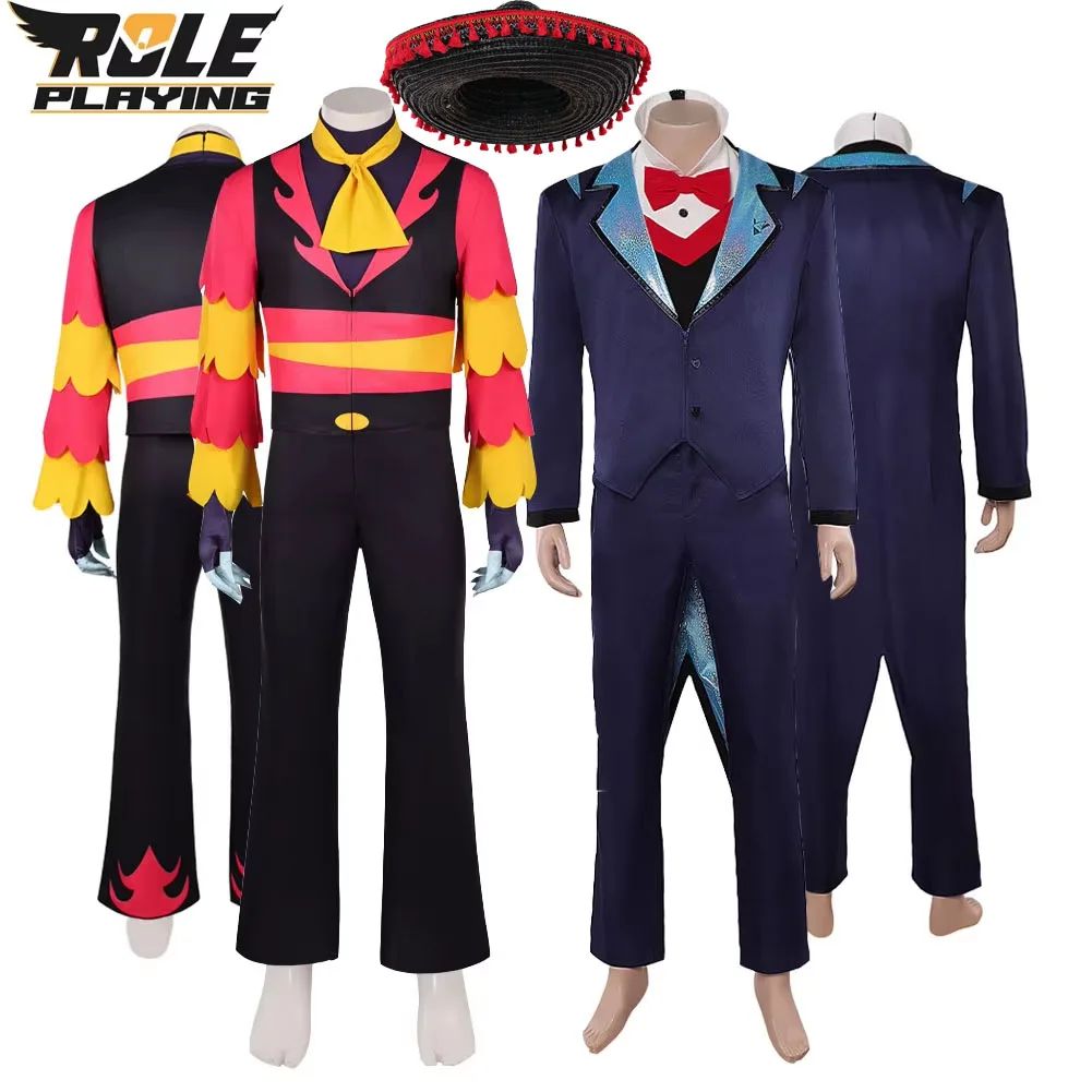 

Vox Cosplay Hat Men Fantasy Costume Anime Hazbin Roleplay Clothing for Adult Male Fantasy Cosplays Halloween Carnival Party Suit