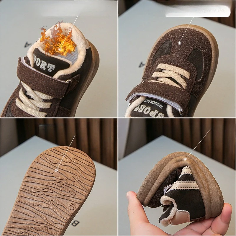 Children's Padded Sneakers 1-12 Years Old Winter Boys Girls Cotton Shoes Lightweight Non-slip Baby Walking Shoes Kids Boots
