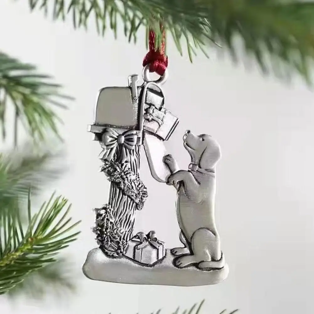 Santa Claus Metal Snowman Pendant Double-Sided Snowflake Solid Pewter Christmas Tree Ornament Printing with Red Rope