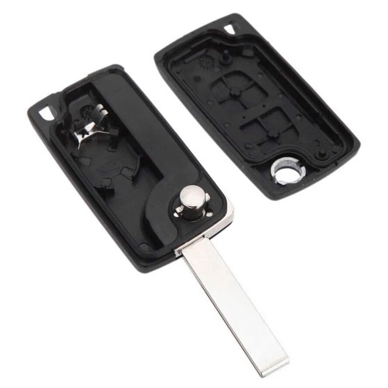 Hoja de Control remoto plegable para coche, funda de repuesto para llave Fob, accesorios con tapa de 2 botones para Peugeot 207, 307, 308, 407