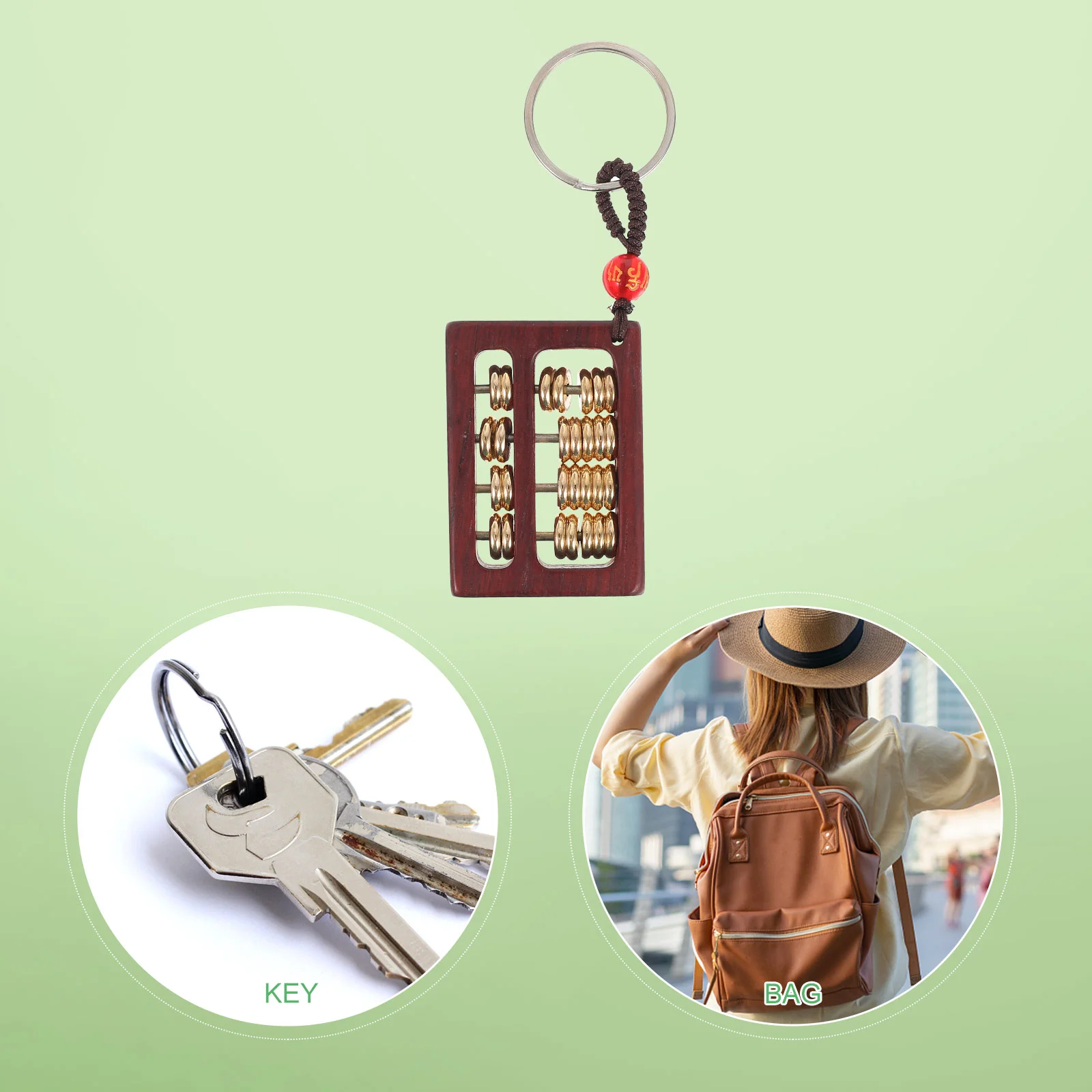 Keychain Abacus Decorative Pendant DIY Supply Mini Modeling Statue Keys Hanging Brown Vintage