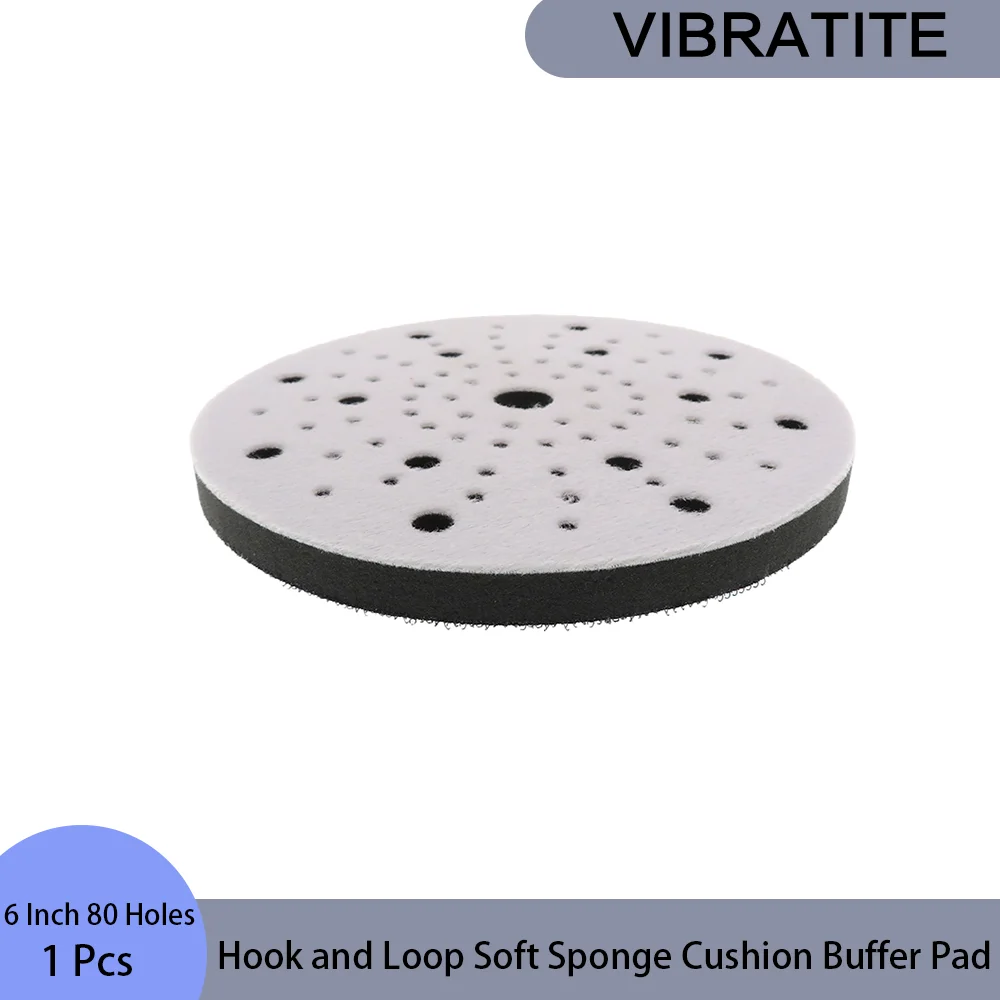 

6 Inch 80 Holes Hook and Loop Soft Sponge Cushion Buffer Pad 1 Pcs Foam Sponge Buffer Backing Pad Soft Density Interface Pad