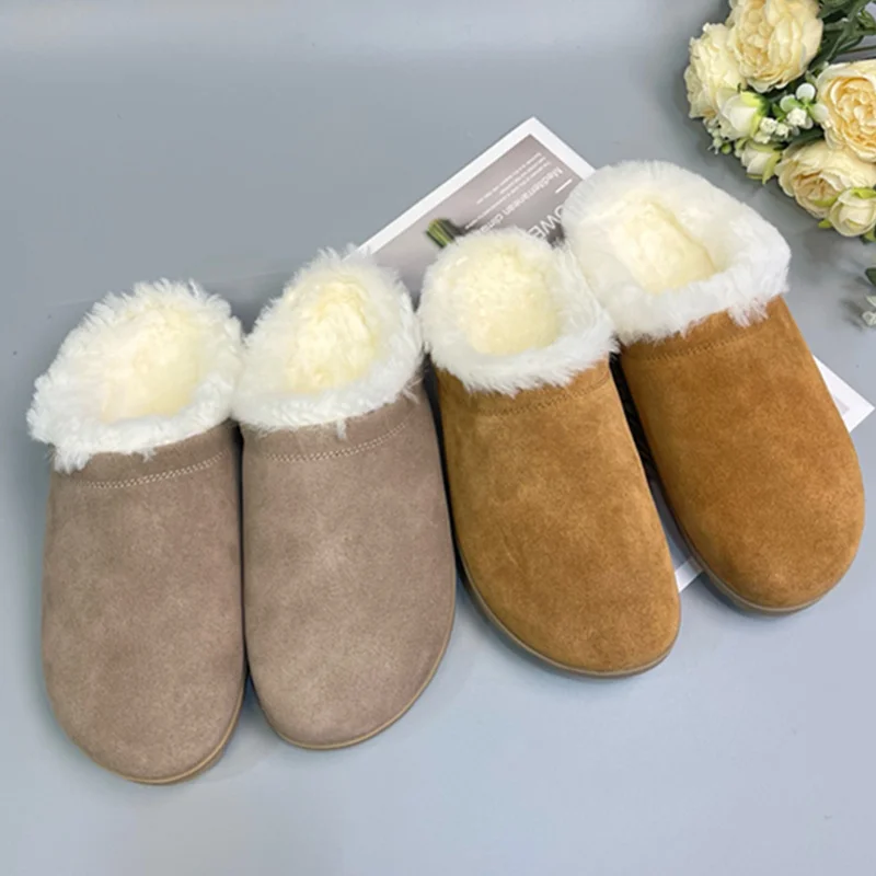 

Maxdutti Nordic Woman Shoes Winter Wool Shoes Warm Genuine Leather Flats Shoes Women Shoes For Woman Slippers