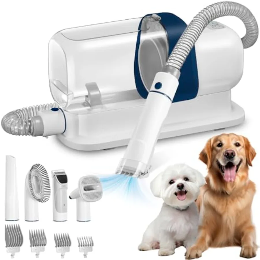 

Pet Dog Grooming Vacuum Kit with 2.3L Ccity Blue Large Pet Hair Dust Cup Vacuum Cleaner with 4 Proven Grooming Tools for Sheddi