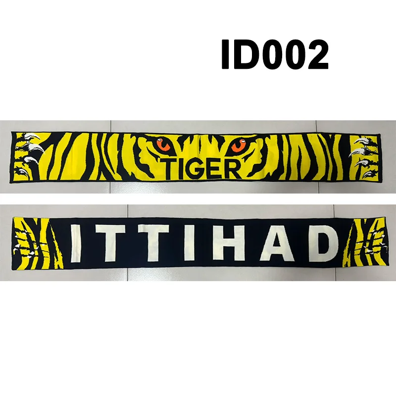 

145*20 cm Size Ittihad FC Tiger Scarf for Fans Double-faced Knitted ID002