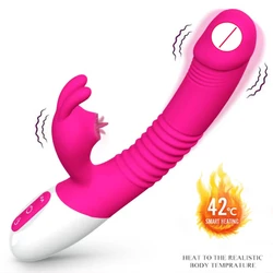 Vibrator For Women 2 In 1 Licking Machine Clitoris Stimulator G-Spot Powerful Vibro Dildo Wand Female Clit Sucker Adult Sex Toys