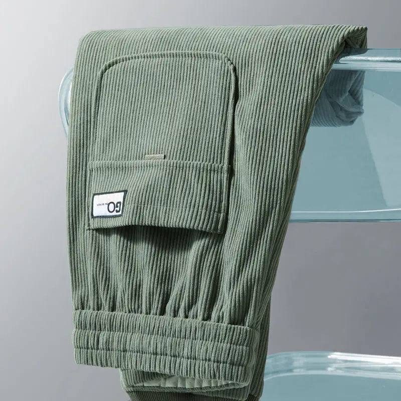 Corduroy Pants Men's Plush Thickened Pants Winter Trousers Loose Velvet Leggings Streetwear Joggers Men