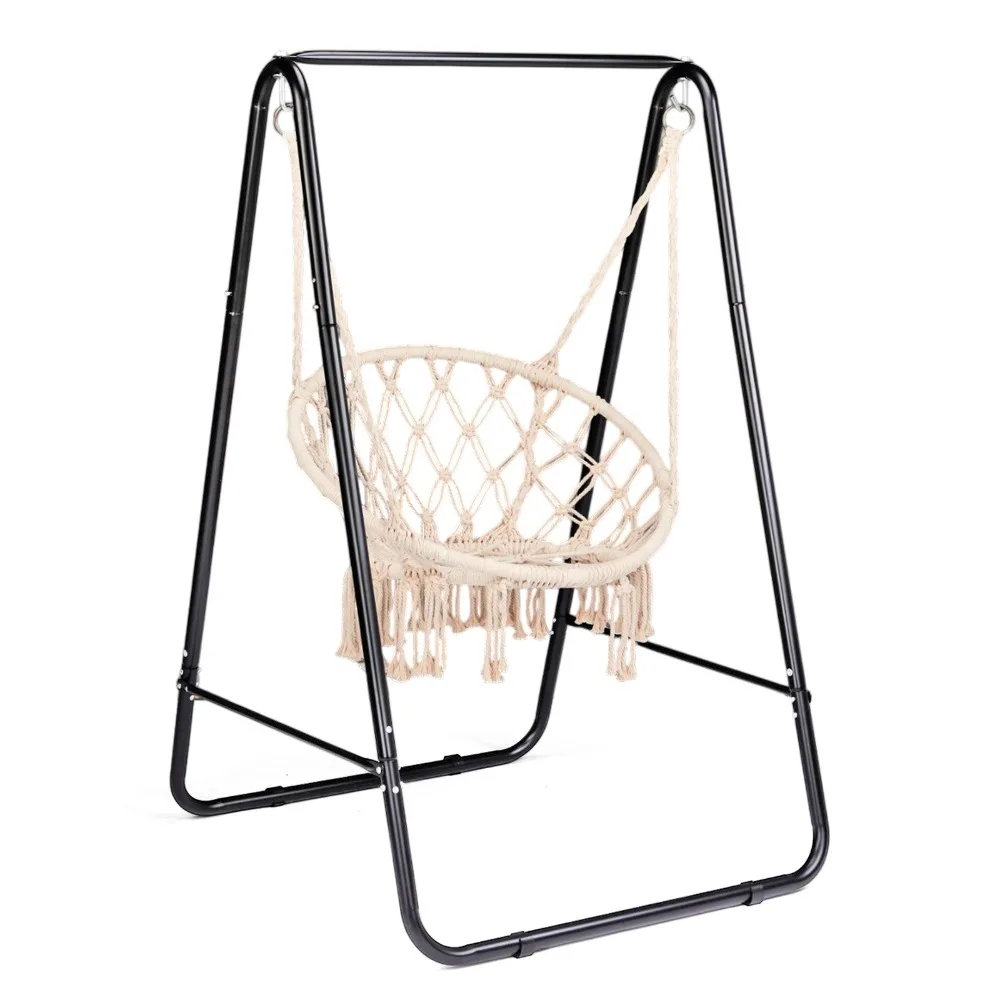 

Outdoor A-shaped Stand Only Swing Hammock Chairs with 2 Hooks Metal Support Rack