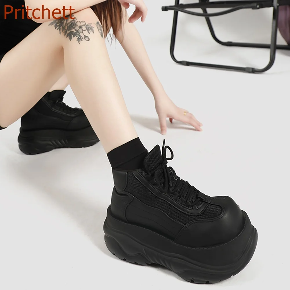 Round Toe Thick Sole Women Shoes Solid Cross Tied Height Increasing Fashion Casual Comfortable Sexy Women Shoe 2023 New Arrivals