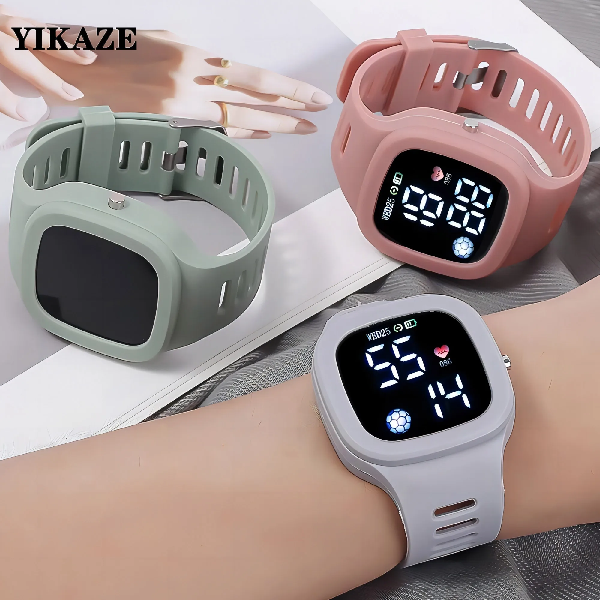 

Football LED Digital Watch Electronic Watch Button Square Silicone Touch Screen LED Electronic Watches Sport Fashion Wrist Watch