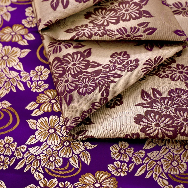 100*75 cm High-density Nylon Floral Brocade Fabric Satin Silk  Jacquard Fabric For Diy Sewing Cheongsam Hanfu Kids Garment