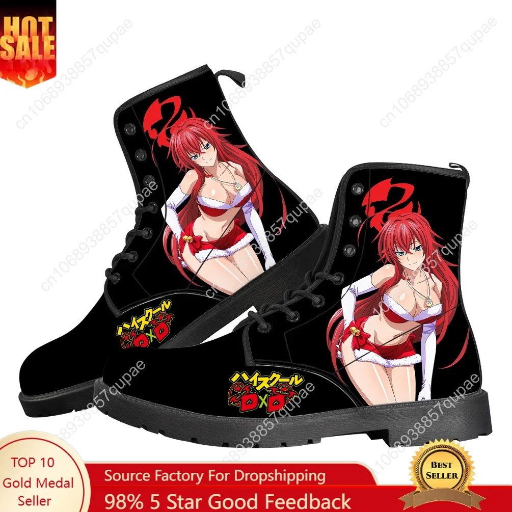 High School DxD Rias Gremory Flat Boots Cartoon Anime Men Women Teenager Shoes Casual Outdoor Footwear Couple Customized Shoe