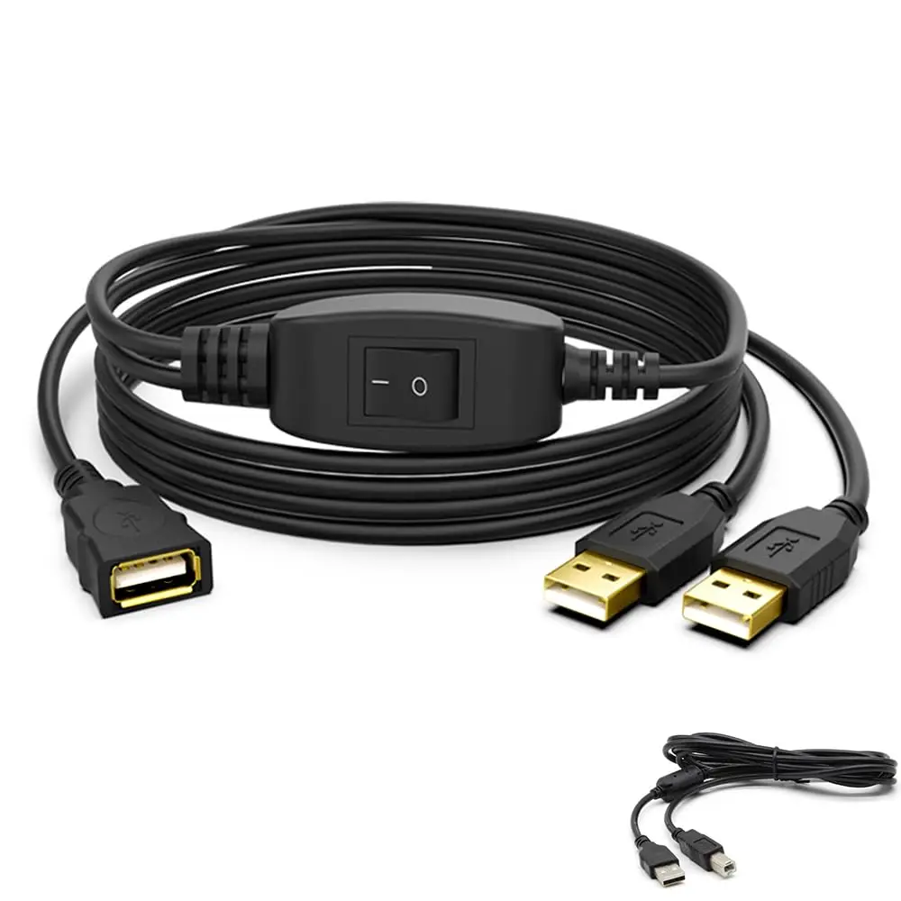 LBSC Dual USB 2.0 Type A Male to Female USB Y Cable 2 Male to 1 Female Hub Power Data Cable Foil Braided Shielded For Printer