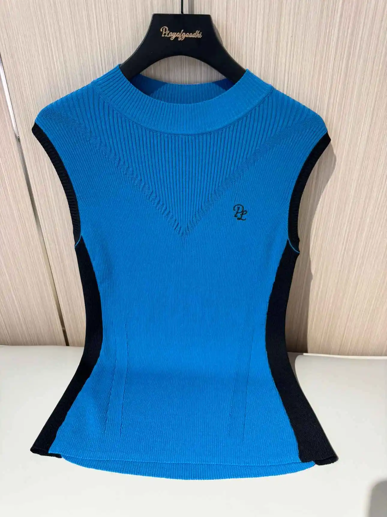 

PL Summer Knit Golf T-shirt Women Sleeveless Round Neck Tank Tops Ladies Slim Sports Shirts Girls Breathable Sportswear XS-XL