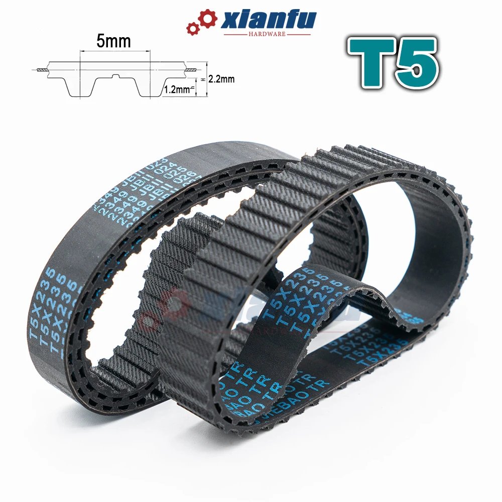 T5 Type Rubber Closed Loop Timing Belt Perimeter 190 195 200 205 210 215 220 225 230mm Transmission CNC Drive Belt Width 6~40mm