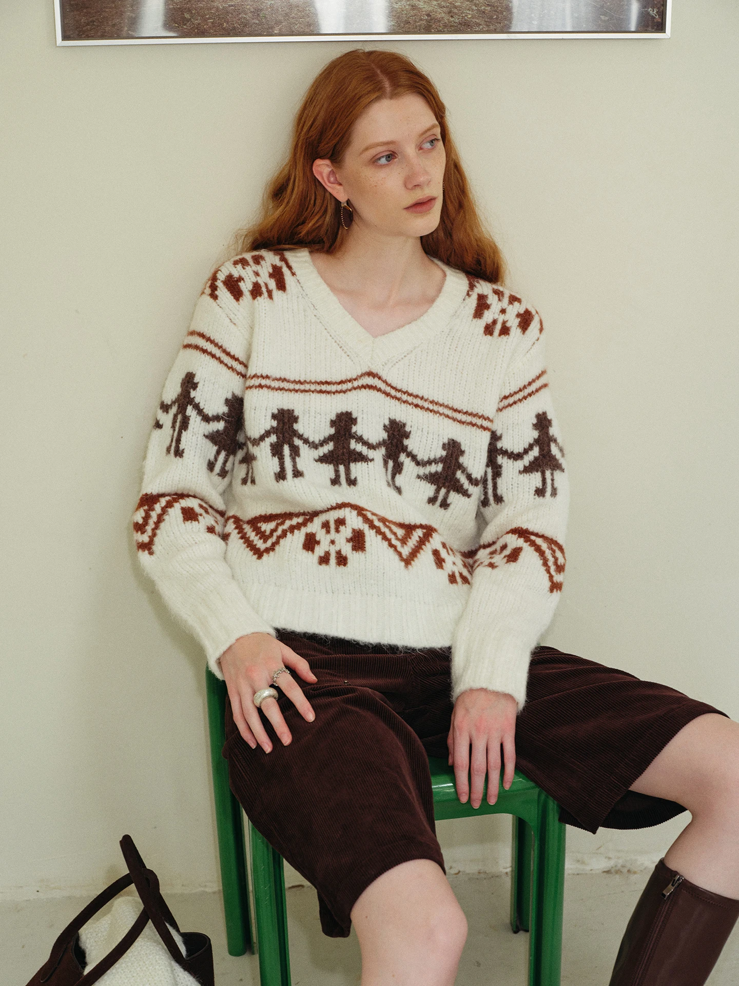 

Женский свитер TOP Home Winter Love S в стиле ретро с узором Fair Isle, свободного кроя, со спущенным плечом, из смесовой шерсти, мягкий, во французском стиле