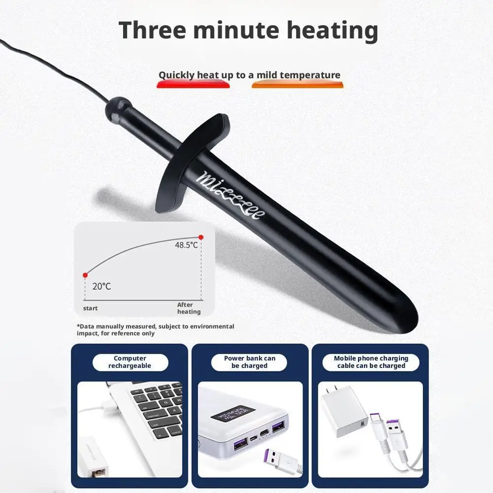 USB قضيب تسخين درجة التدفئة السريعة لدمى الجنس سيليكون المهبل كس الجنس لعب الذكور الاستمناء المعونة دفئا عصا 18 + #6