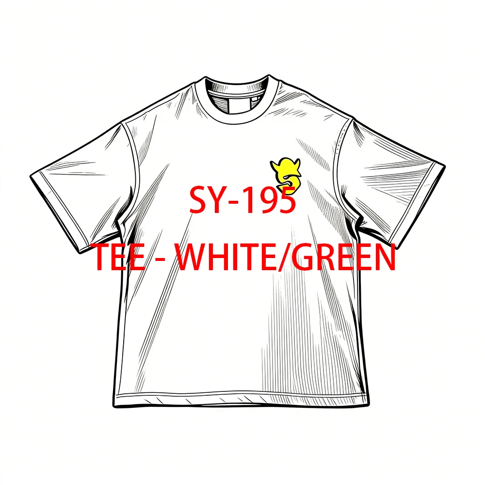 SY-195 Unisex Cotton Short Sleeve Tee Jogger T-shirt Summer Tracksuit Top Jersey GRAF PRINTED TEE - WHITE/GREEN men clothing
