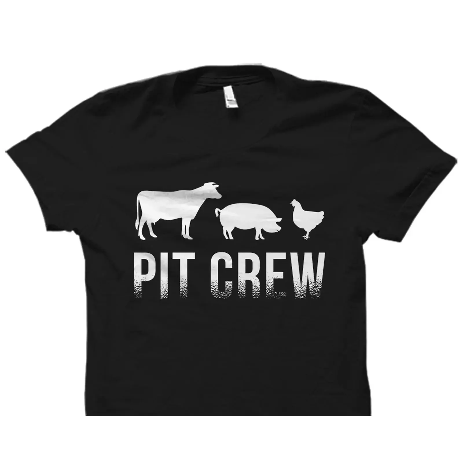 Funny BBQ Pit Crew Farm Animals Cow Pig Chicken T Shirt Barbecue for Pitmaster Chef Meat Lover vintage Washed Stylish Versatile