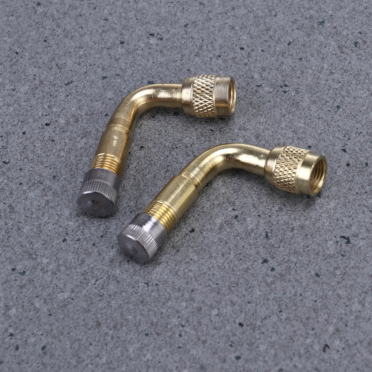 

2 pcs 90 Degree Brass Air Tyre Stem Extension Adapter Valve Core Cap Metal Dust Cap For Car Truck Motorcycle Tire Valve