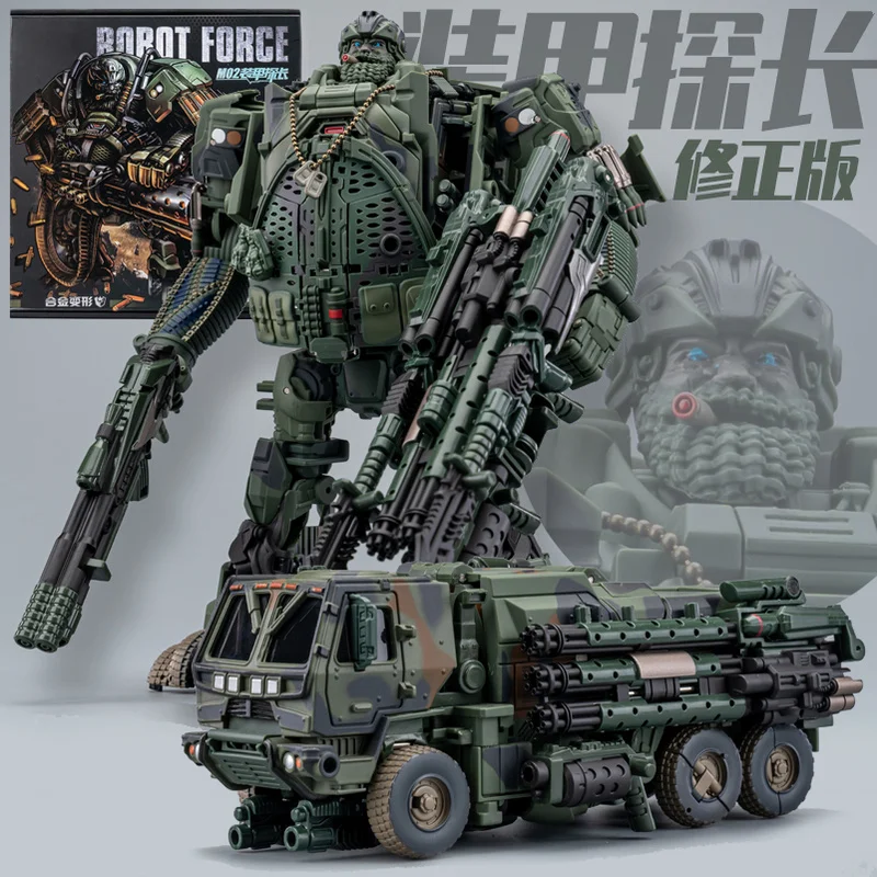 شخصيات الحركة الجديدة M02 T4 كلب الصيد النسخة المنقحة مركبة قتالية مدرعة قوة روبوت لعبة الصبي المشجعين الطرفية
