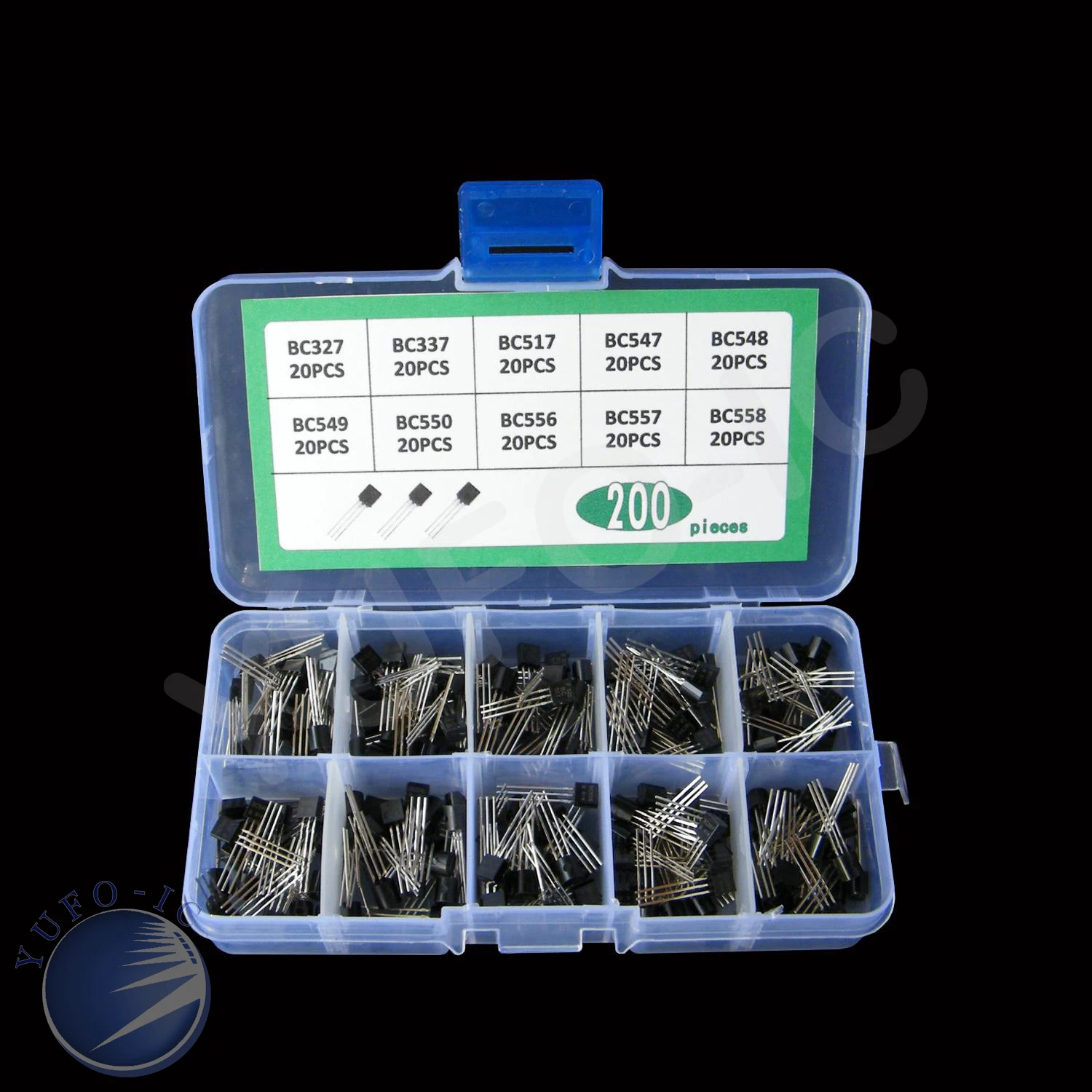 Transistor Kit Box 10 Values * 20pc=200pcs Pack Set Mix BC558 BC557 BC556 BC550 BC549 BC548 BC547 BC517 BC337 BC327 Diode Assort