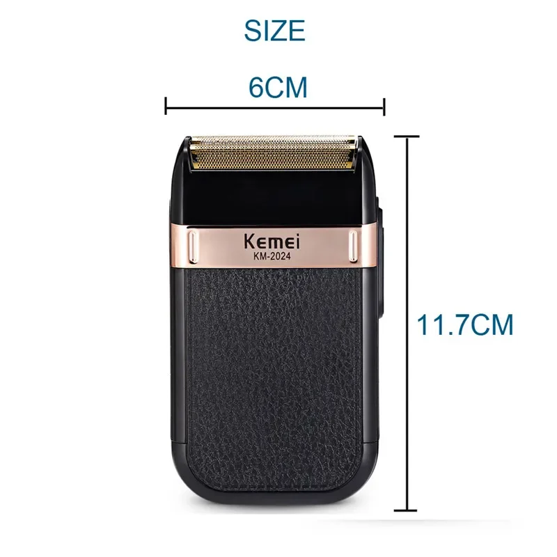 Kemei pisau cukur elektrik untuk pria, alat cukur elektrik pisau ganda bolak-balik, mesin cukur isi ulang USB dapat dicuci, pemangkas jenggot