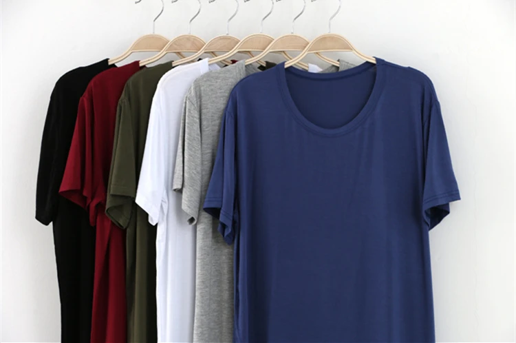 Herren Modal T-Shirt Kurzarm Lockerer O-Ausschnitt Herren T-Shirt Große Größen Unterhemd Herren T-Shirt Einfarbig Für Männer Oberteile Tees – Detail 5
