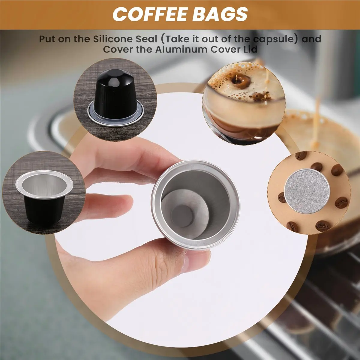 COFA 100 Sets Refillable Coffee Capsule Cup Disposable Pod for Automatic Coffee Machine Food Package Cafe Supplies