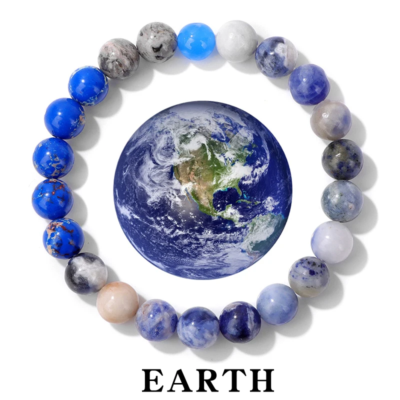 Universe Galaxy Moon Sun Planets Bracelets for Women Natural Stone Solar System Bracelets Libra Virgo Leo Jewelry For Couple