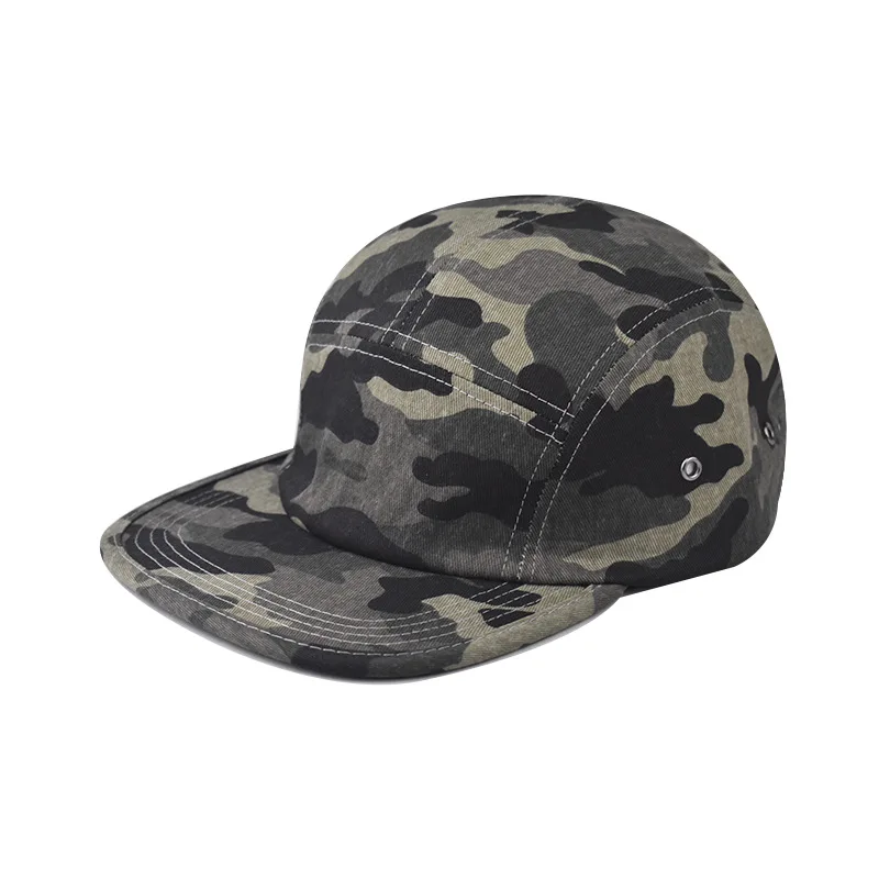 Custom Printed Embroidered Logo Cotton Camouflage Flat Brim Baseball Cap Stick Men and Women Soft Top Outdoor Casual Hip Hop Hat