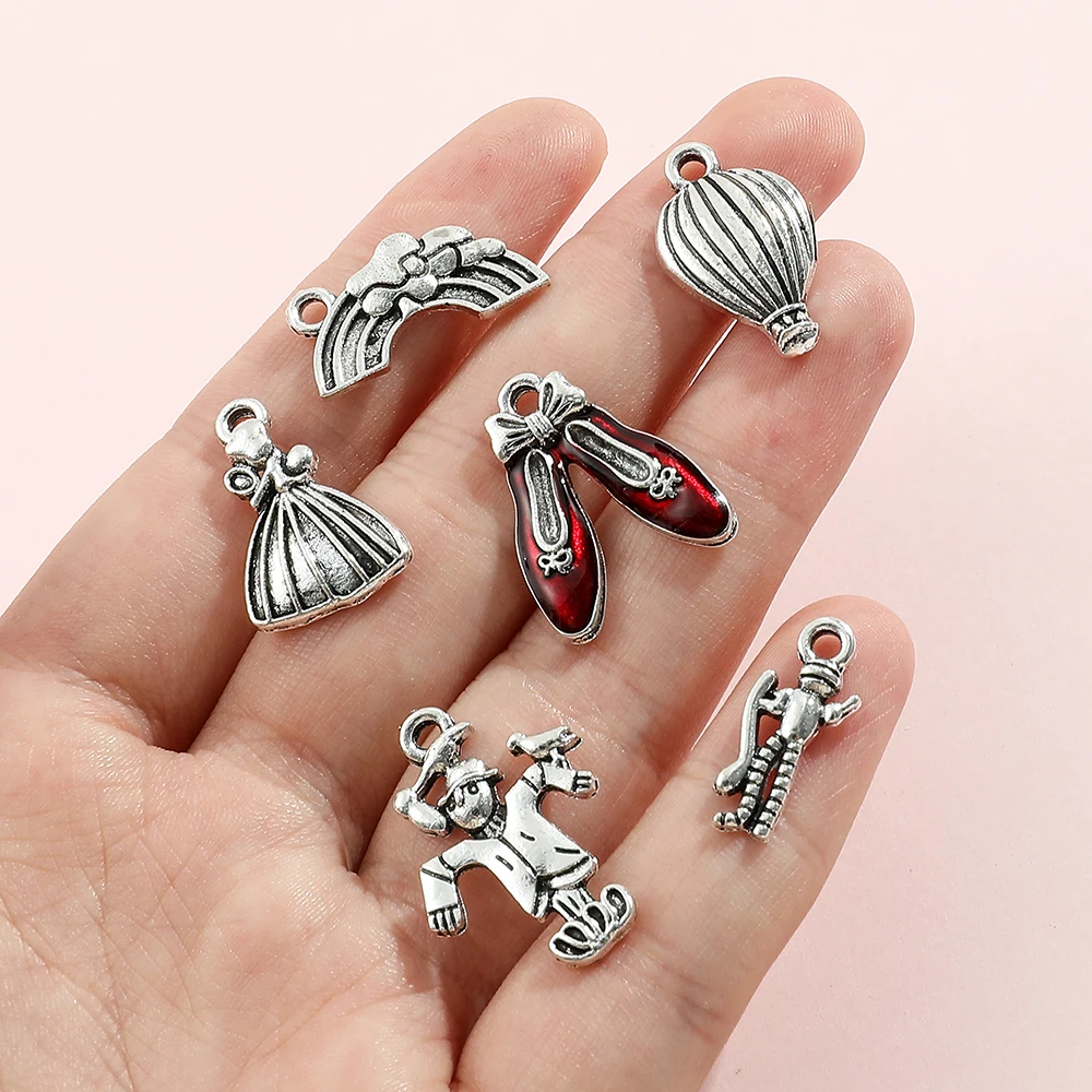 10PCS Cartoon Jewelry Bicycles Christmas Trees Camera Accessories Anime Metal Alloy Necklace Bracelet Pendant Keychain Pendant