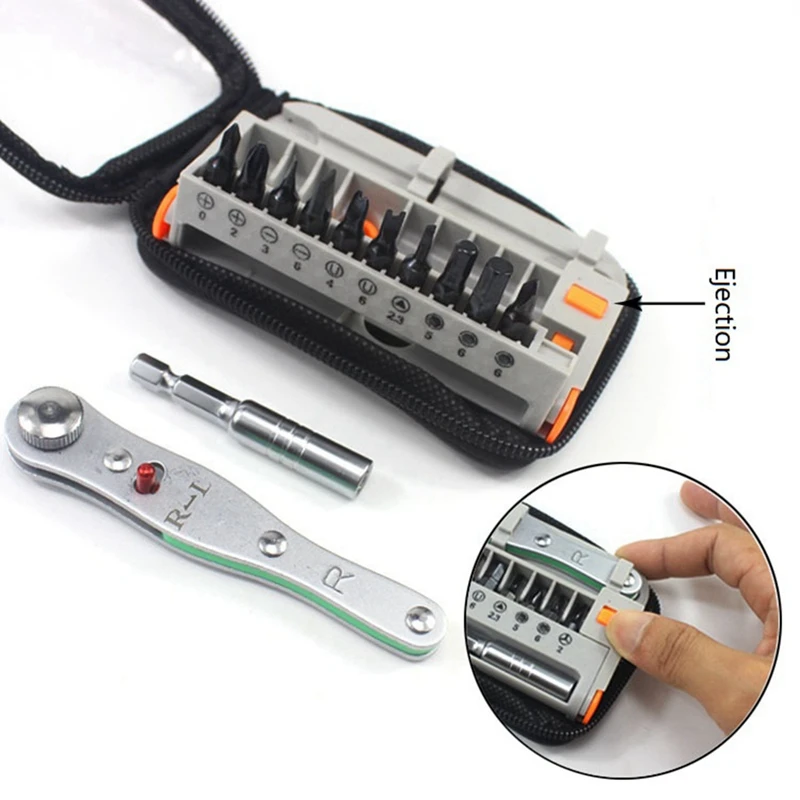 ポータブル双方向ラチェットドライバーセット、多目的ドライバーセット、耐久性のあるハンドツール、グレー、12個