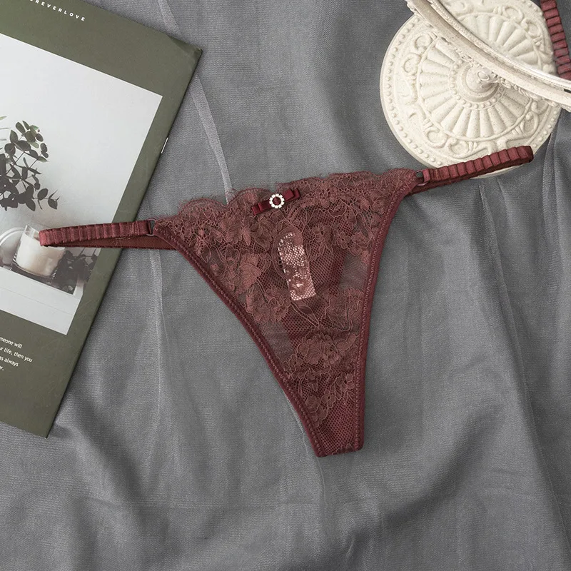 Culotte string sexy pour femme, à lacets et découpes, respirante et sans couture, effet galbant fessier