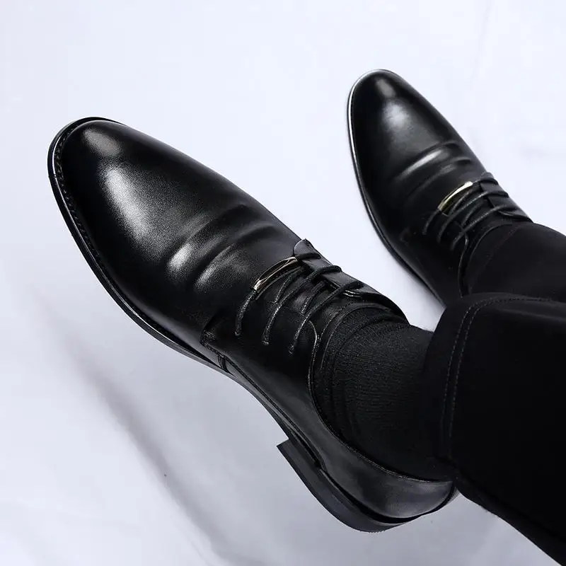 Party Boys Men's Retro Classic Office Business Casual Leather Business Dress Leather Shoes for Work