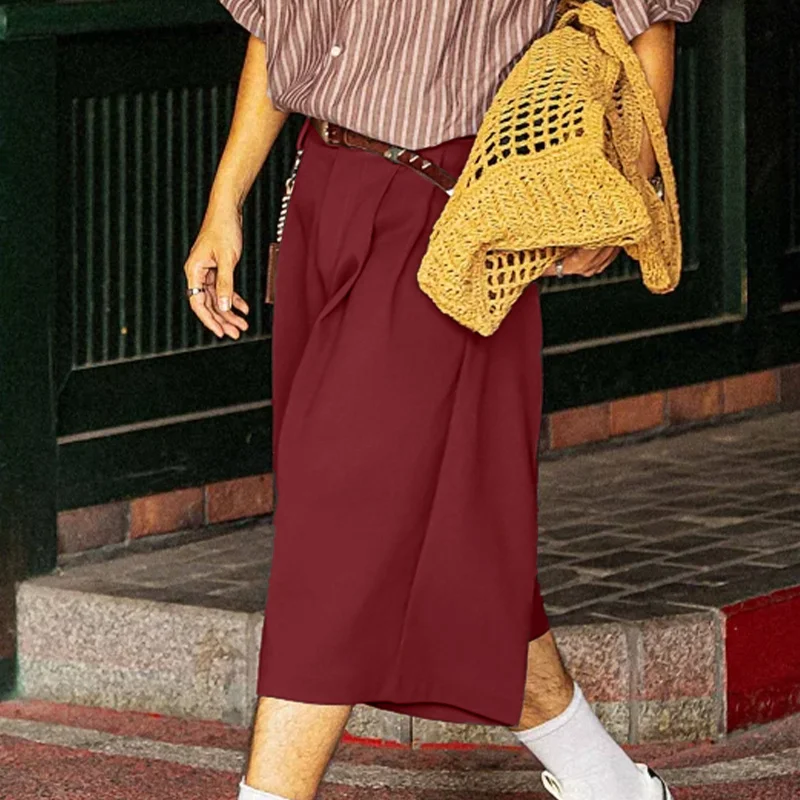 

INCERUN Men's Shorts Solid Color Button Joggers Loose Men Bottoms Summer Streetwear 2026 Fashion Casual Wide Leg Shorts For Man