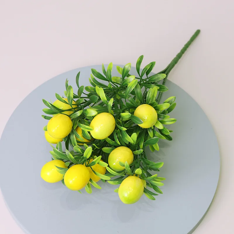 1Pcs Lemon Artificial Branches Bouquet Flower Arrangement Fake Fruit Plastic Lifelike Fruits Strawberry Vase Filling Decoration