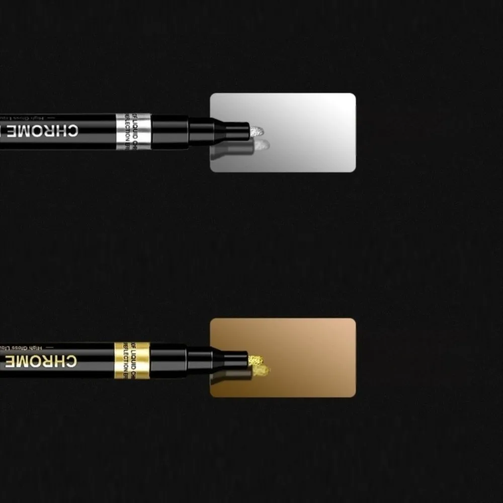 6pcs Creative 2mm Mirror Marker Pen Gold & Silver DIY Reflective Paint Pen Model Painting Reflective Paint Marking Pen Car Art